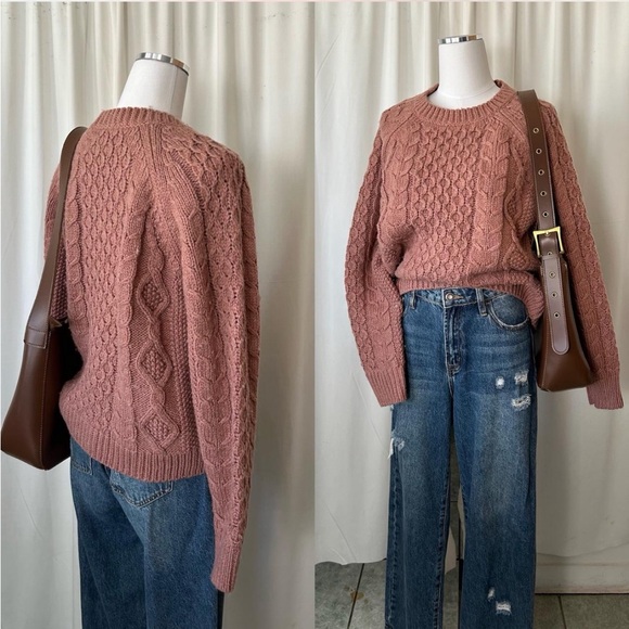 Lucky brand Mixed Cable Crew Pullover Sweater wool blend Large. - Picture 4 of 8